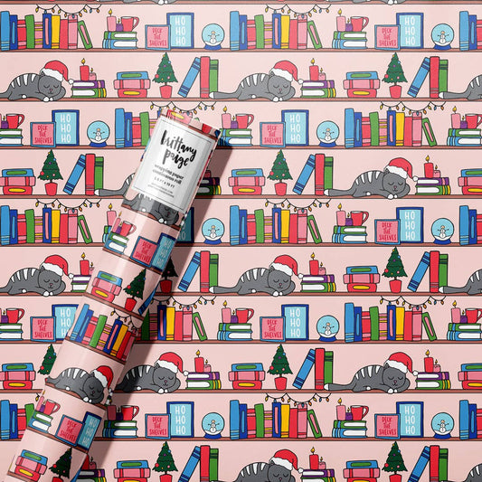 Christmas Book Shelf Wrapping Paper Roll