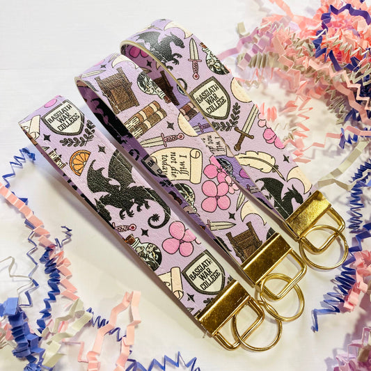 Fourth Wing Leatherette Wristlet Keychain