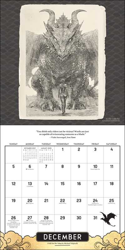 Fourth Wing Officially Licensed 2027 Wall Calendar
