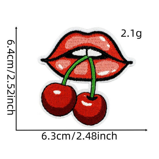Cherry Lips  Embroidered Patch