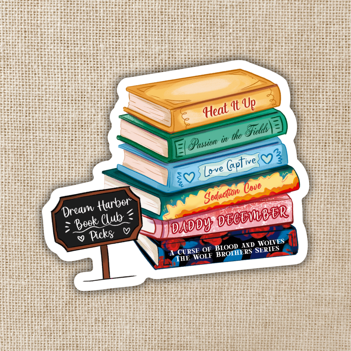 Dream Harbor Steamy Romance Book Stack Sticker