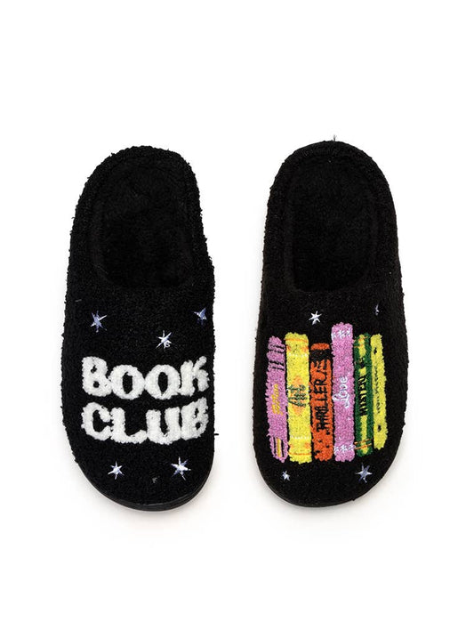 Indoor / Outdoor Slippers - "Book Club" - Black