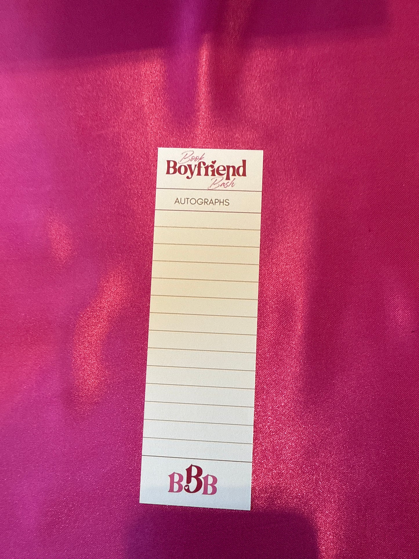 Book Boyfriend bash autograph card