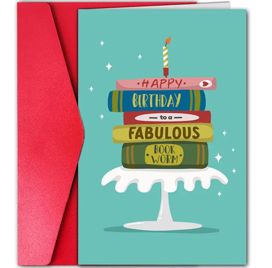 Bookworm Happy Birthday Card