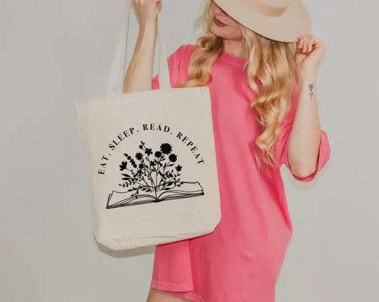 Eat Sleep Read Repeat, Book Tote, Booktok, Book Tote Bag