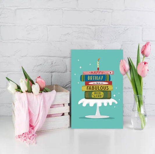 Bookworm Happy Birthday Card