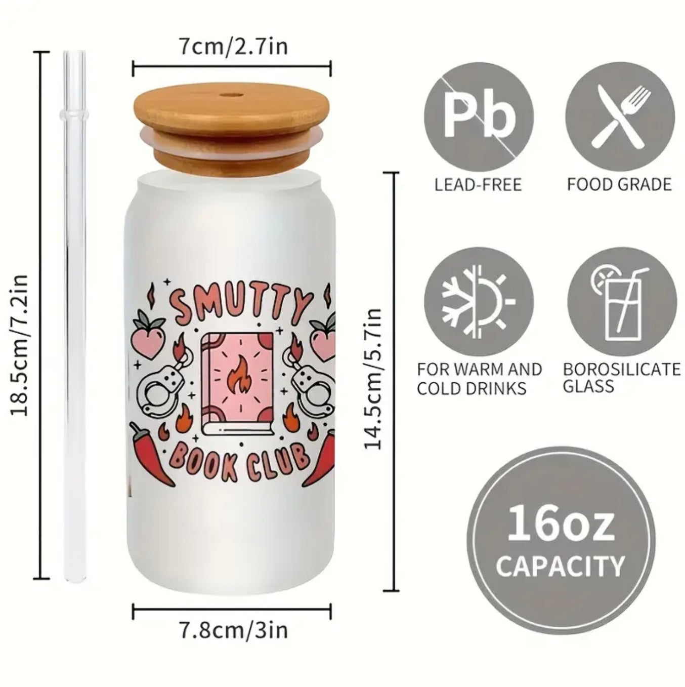 Smutty Book Club Glass Cup