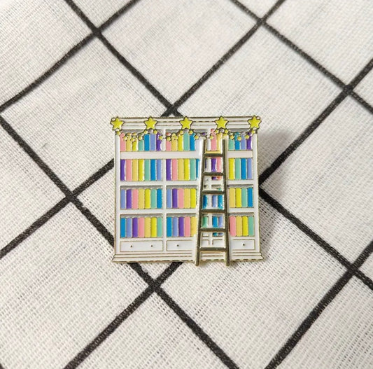 Colored Bookcase Enamel Pin