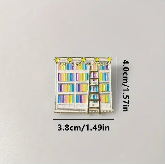 Colored Bookcase Enamel Pin