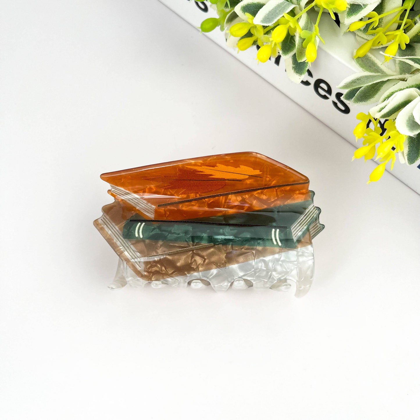 Stacked Book Hair Claw Clip