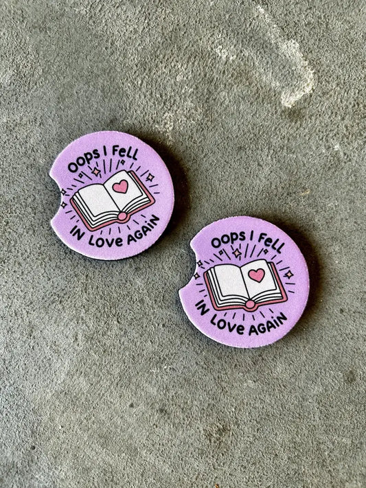 Oops I fell in love again bookish CAR COASTERS