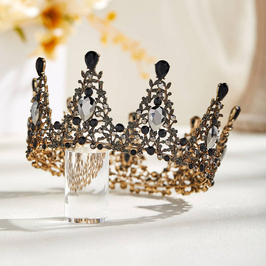 Baroque Crowns for Women Queen Crown Gothic Tiara Black