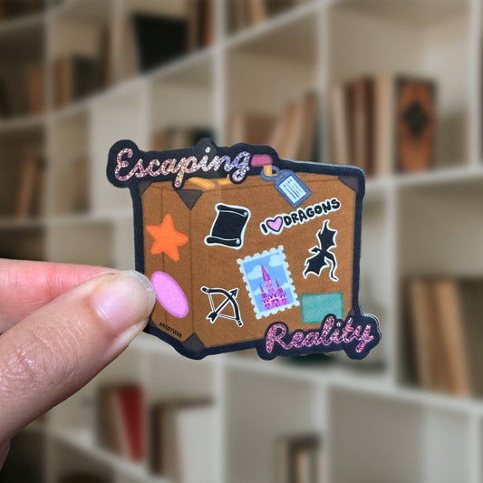 Escaping Reality Bookish Fantasy Reader Sticker