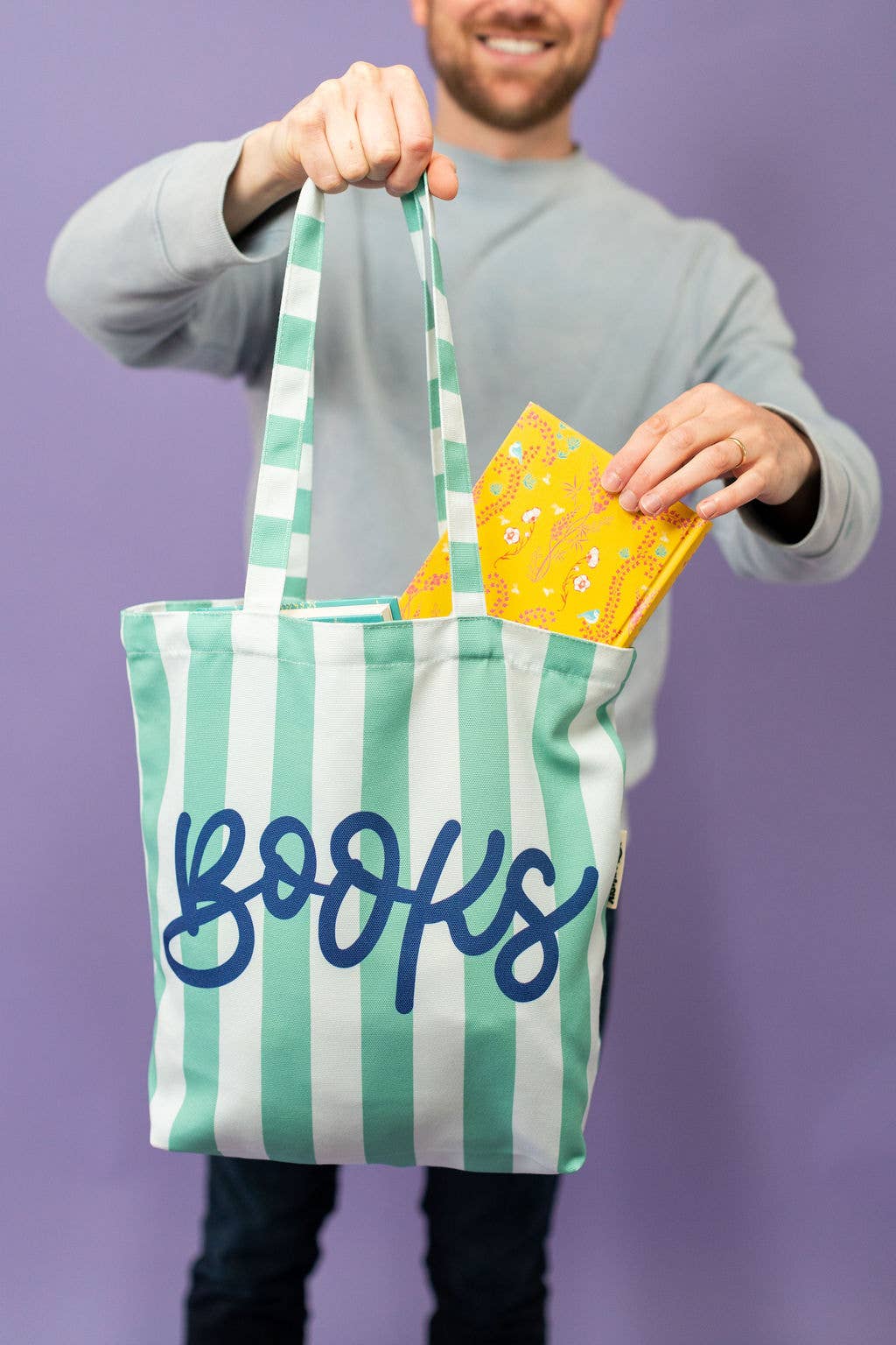 Books Blue Stripe Tote Bag