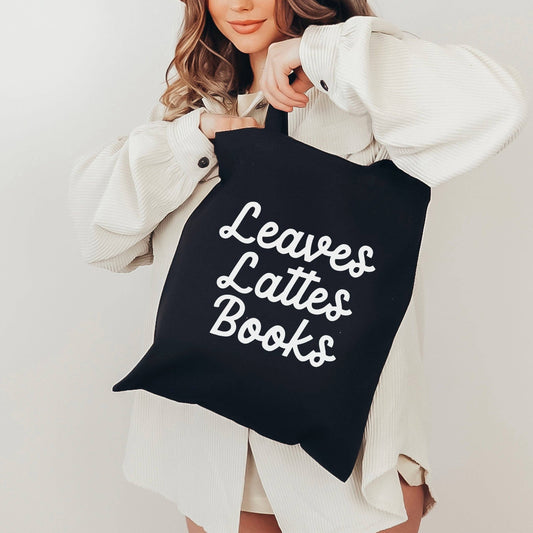 Leaves Lattes Books Tote Bag