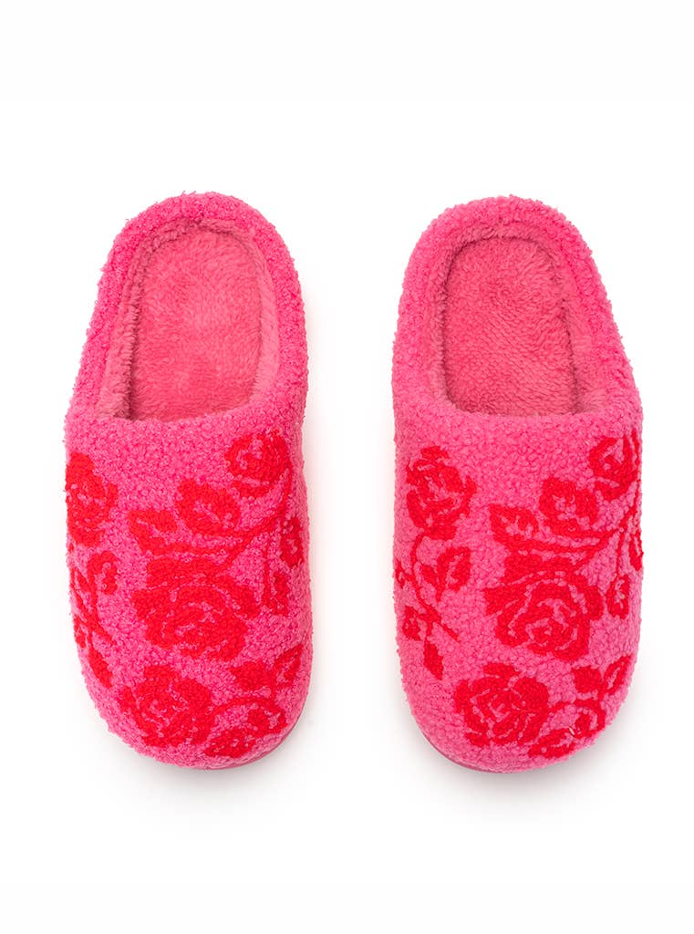 Stemmed Red Roses Slippers
