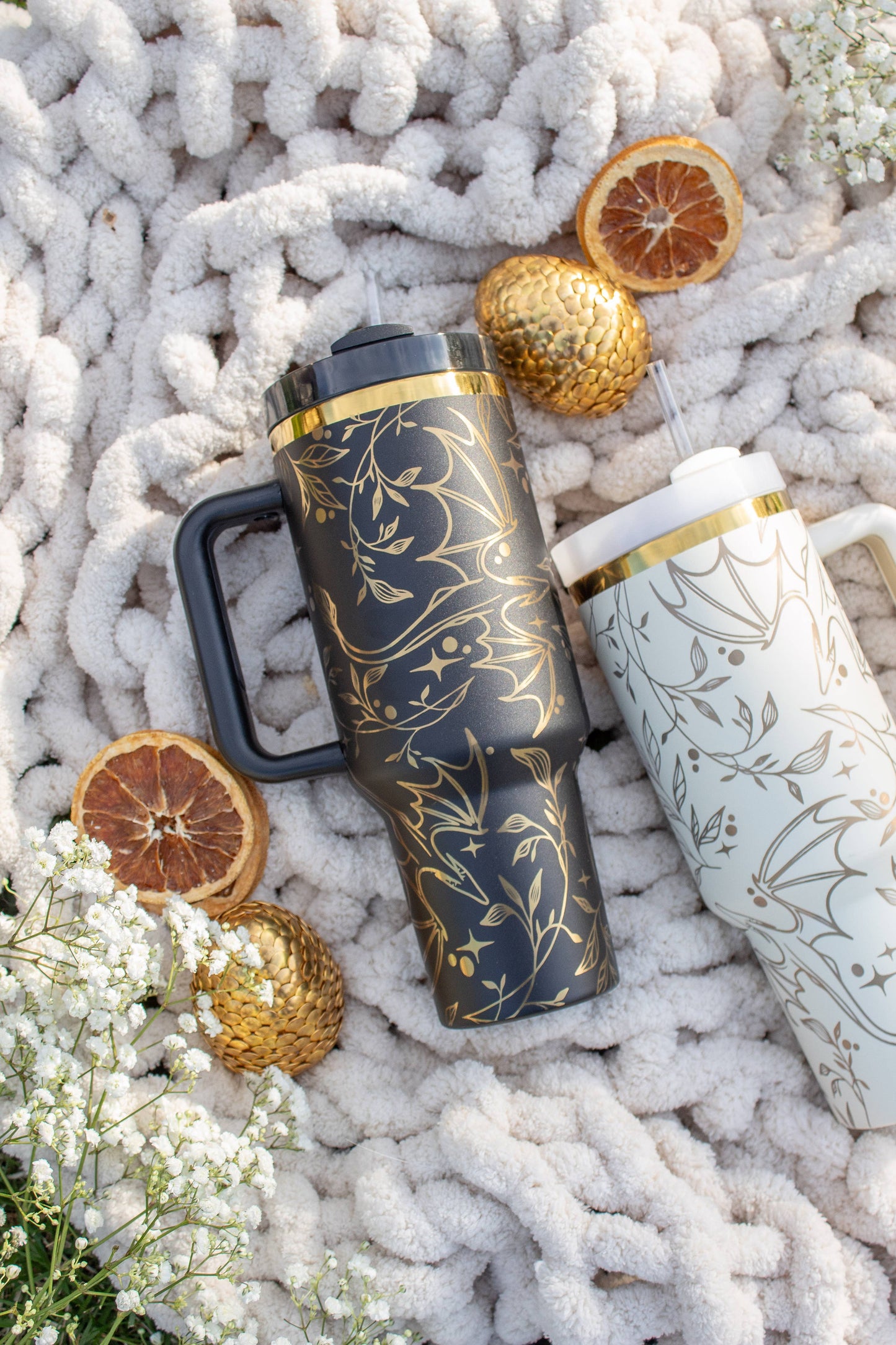 Engraved Gold Dragons Bookish 40oz Tumbler