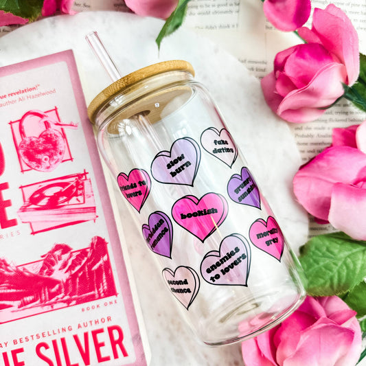 Tropes Candy Hearts 16oz Glass Cup