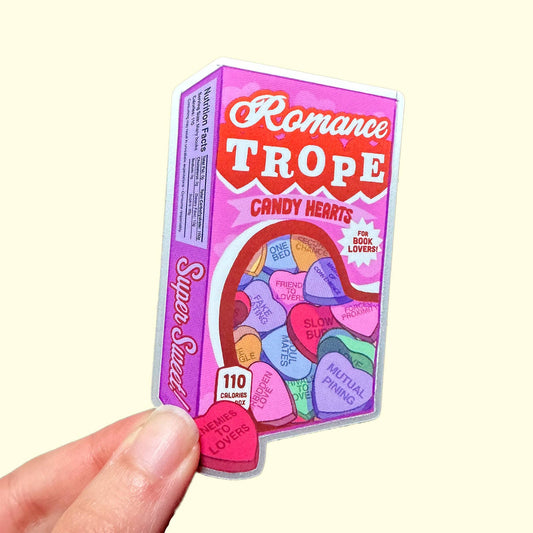 Romance Trope Candy Hearts Box Book Lover Bookish Sticker