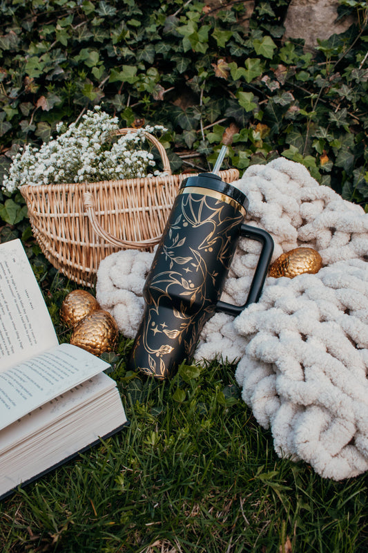 Engraved Gold Dragons Bookish 40oz Tumbler