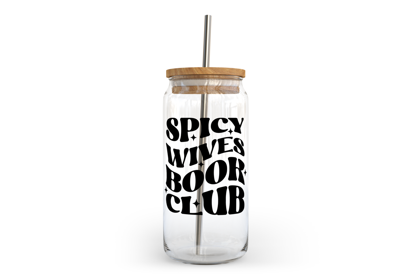 Spicy Wives Book Club Glass | W Bamboo Lid