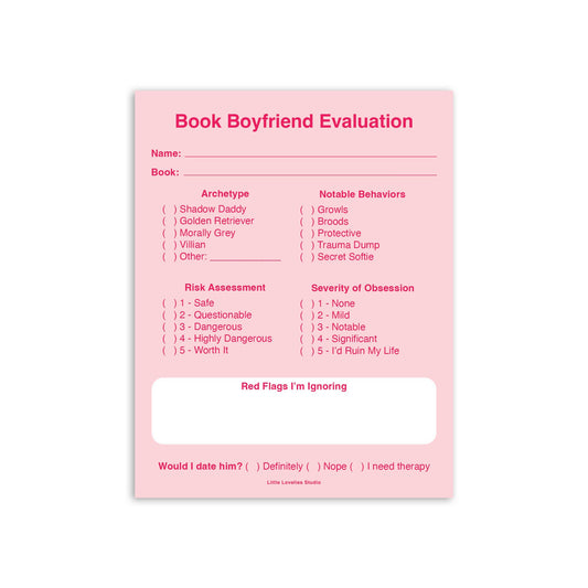 Book Boyfriend Evaluation Notepad