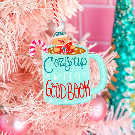 Cozy Up With a Good Book Hot Cocoa Christmas Ornament