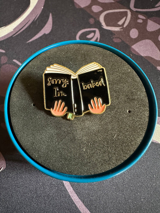 Sorry, I'm Booked Enamel Pin - Hands Holding Book