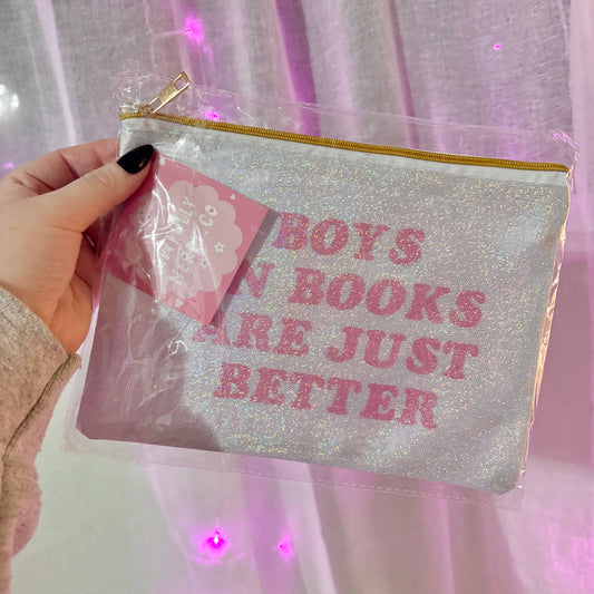 Boys in Books are Just Better Glitter Zipper Pouch