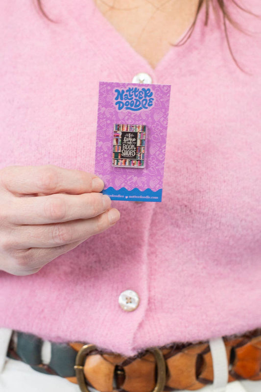 I Brake for Bookshops Acrylic Pin