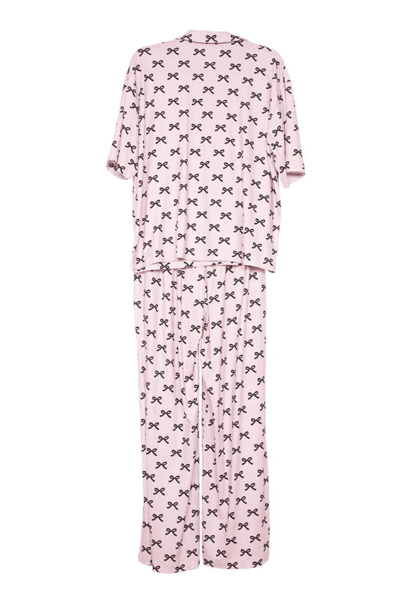 Black & Pink Mini Coquette Bows Pajama Set