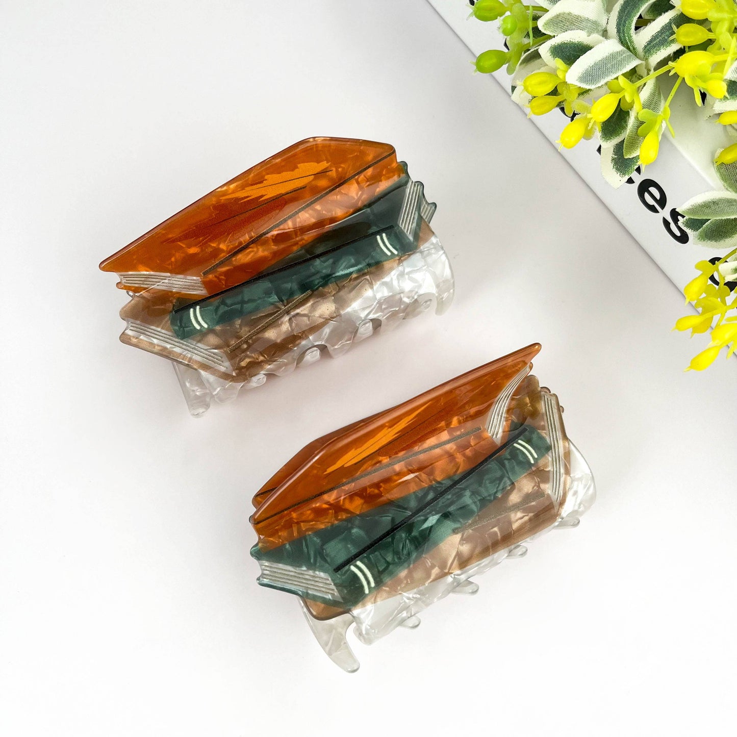 Stacked Book Hair Claw Clip