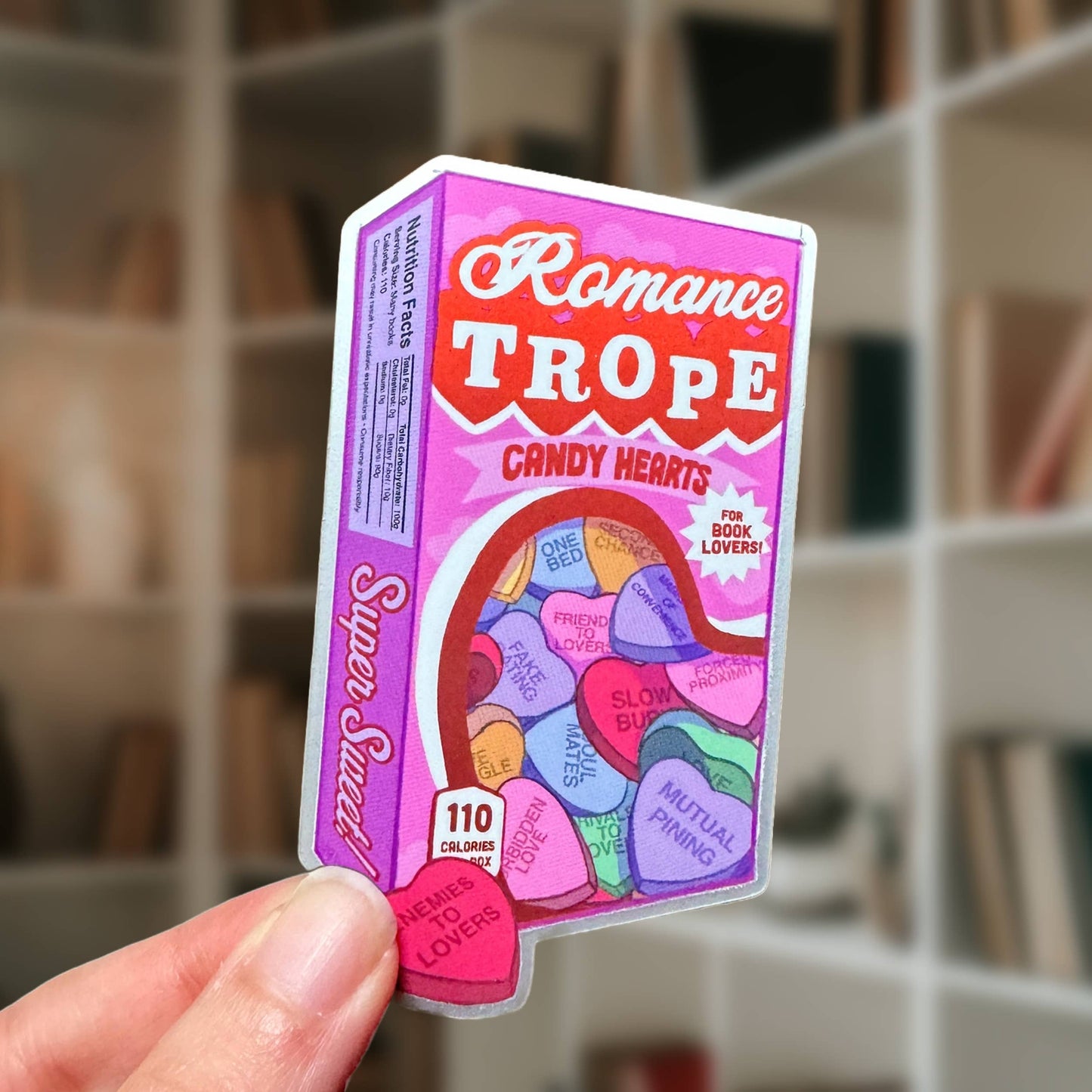 Romance Trope Candy Hearts Box Book Lover Bookish Sticker