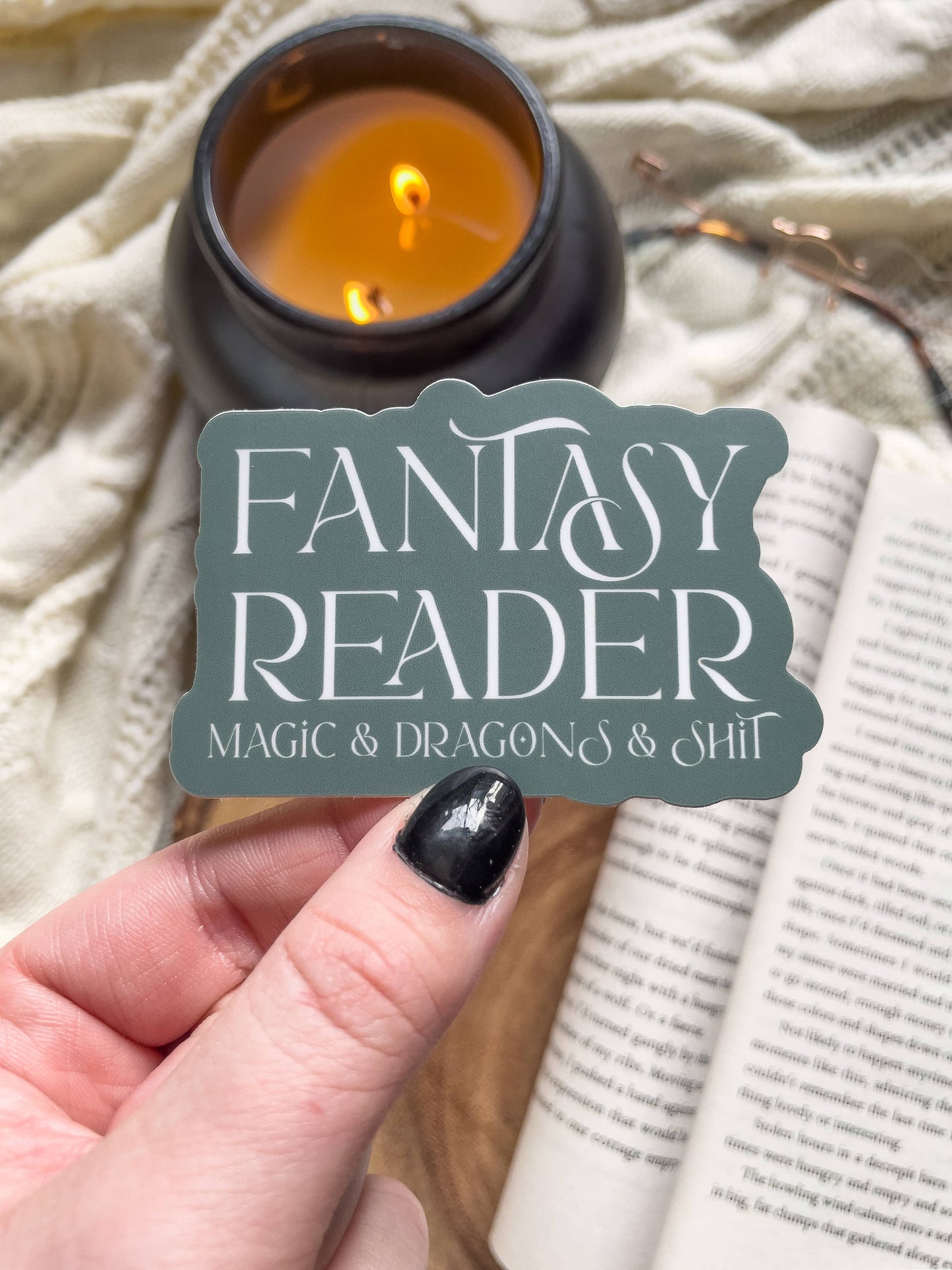 Fantasy Reader | Magic & Dragons & Shit Vinyl Sticker