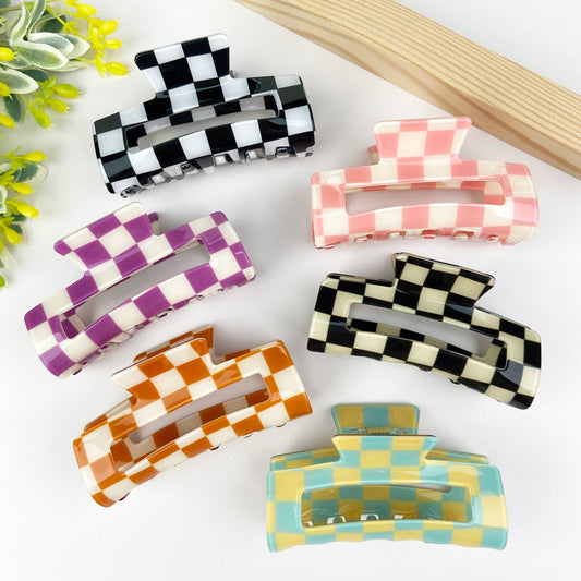 Checkerboard Hair Claw Clip