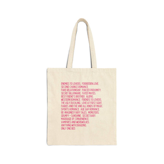 Bookish Romance Tropes Tote for Romance Bookstore