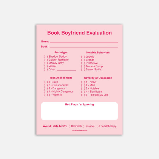 Book Boyfriend Evaluation Notepad